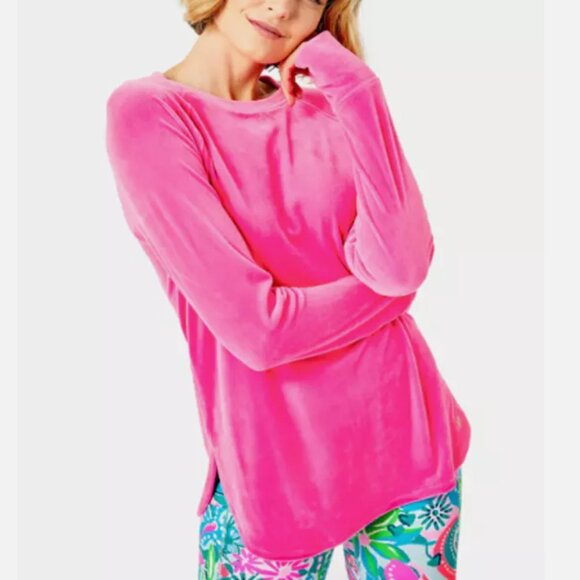 Lilly Pulitzer Sweaters - Lilly Pulitzer Luxletic Blythe Velour Pullover in Pink